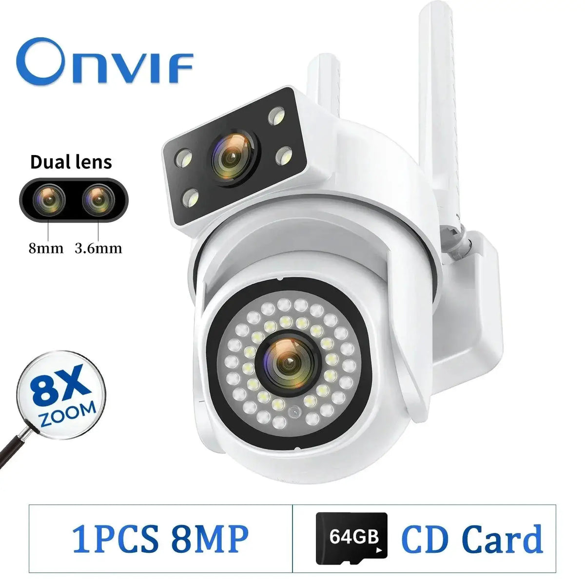 Outdoor Security Camera AI Tracking — 8MP 64G Card 1PCS