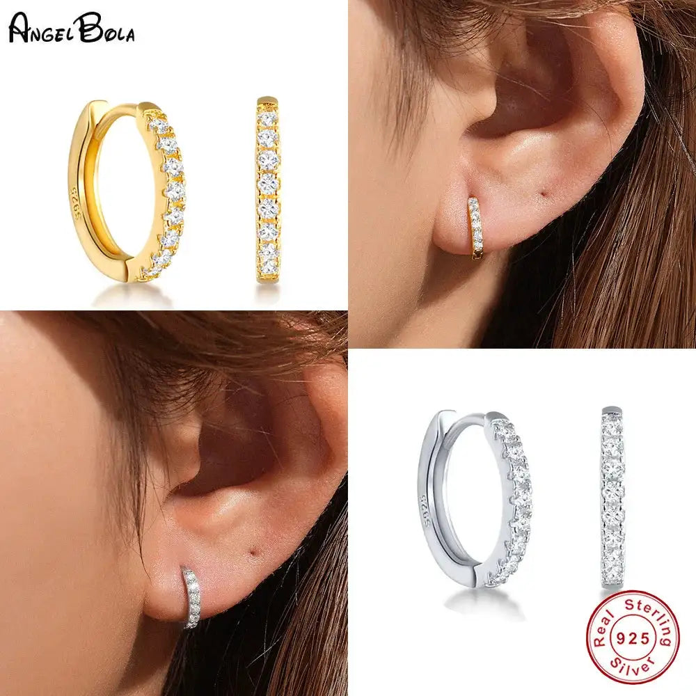 Moissanite Earrings in Sterling Silver Fashion — product view 1