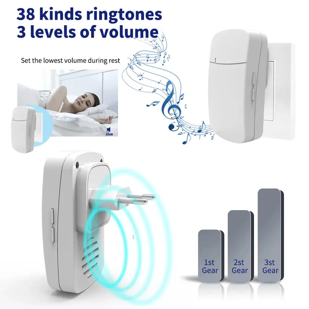 Home Wireless Doorbell Set, Multiple Combinations of Doorbell Sets to Choose from, 38 Ringtones to Choose from
