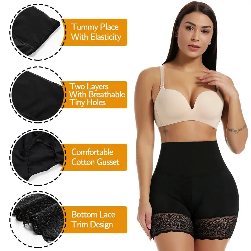 High Waist Lace Body Shaper Shorts Tummy Control Slimming