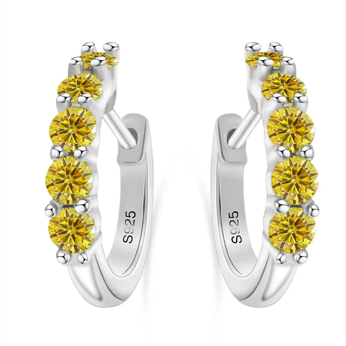Moissanite Earrings in Sterling Silver Total Round — product view 4