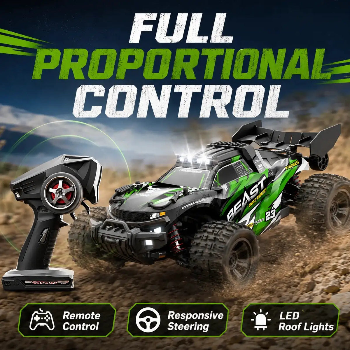 ZNLYRION 1:18 Scale 4-Wheel Drive RC Off-Road Car 35km/h All Terrain Racing Buggy Metal Bottom Plate Independent Suspension RC Toy For Adults Kids