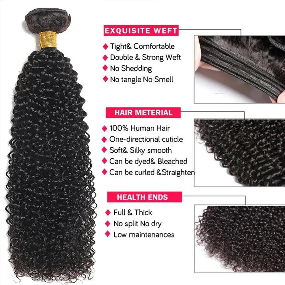 Mongolian Kinky Curly Hair Bundles Premium Extensions Women