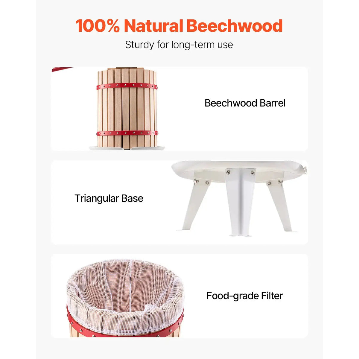 SucceBuy Fruit Wine Press Solid Wood Basket w/ Blocks Heavy — product view 3