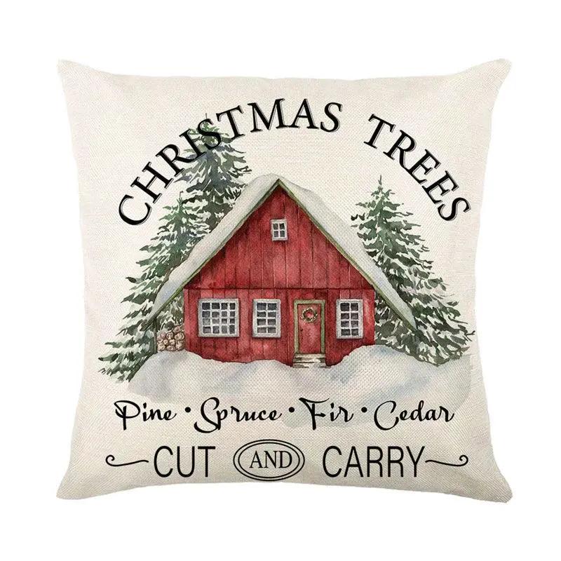 Cozy Christmas Deer Linen Pillow Cover for Winter Decor