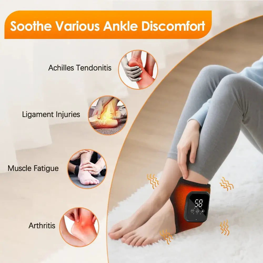 Portable Heated Ankle Massager USB Charging Vibration Massage Machine for Ankle Fatigue Recovery