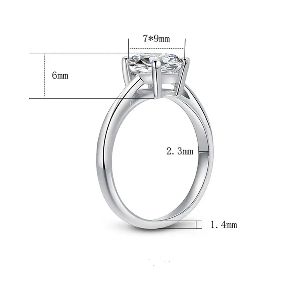 Moissanite Ring in Sterling Silver Shape — product view 5
