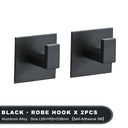 Black Aluminum Wall Hooks Set for Modern Bathroom Organizer