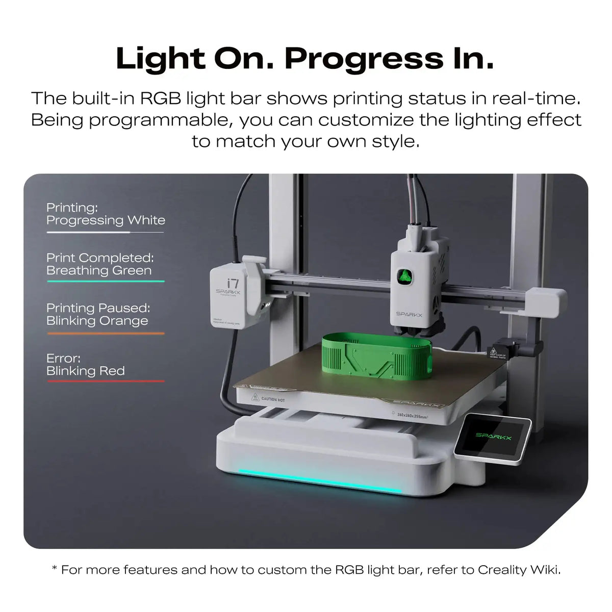Creality SPARKX I7 3D Printer, Multi-Color Needle CFS AI Photo 3D Printing 500Mm/S High Speed 95% Pre-Assembly RGB Light AI Camera Auto-Leveling Essential Parts Low Noise 10.24 X 10.24 X 10 Inch