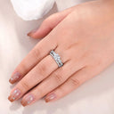 Princess Pear Moissanite Ring in Sterling Silver