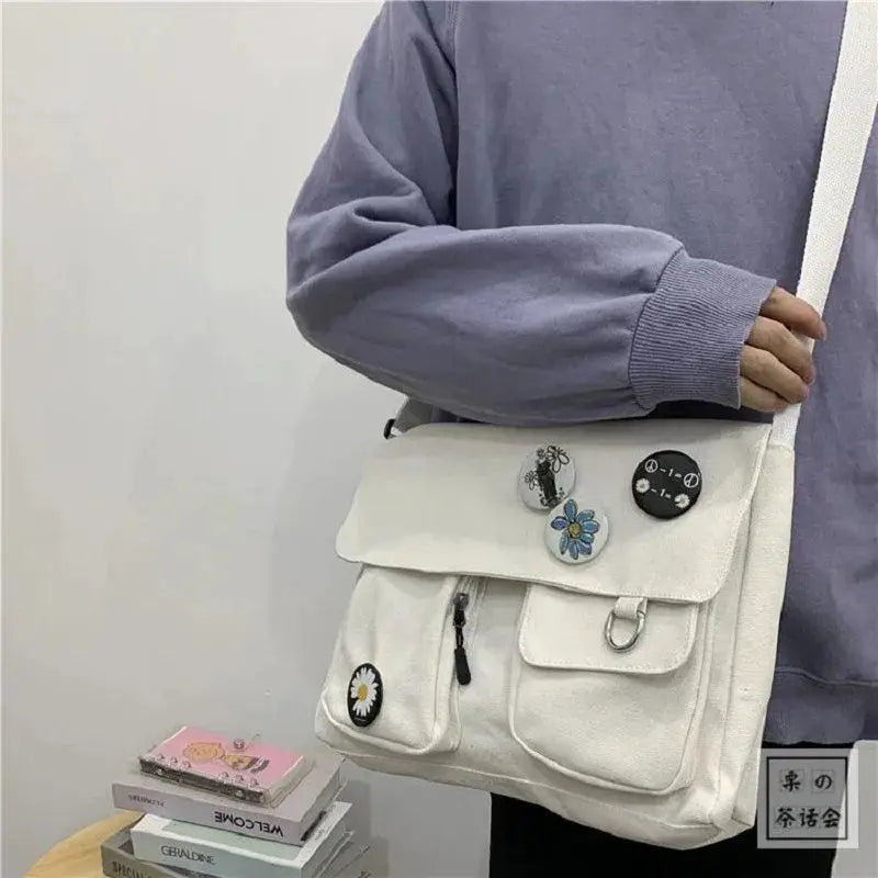 Canvas Crossbody Messenger Bag Stylish Large Capacity Women
