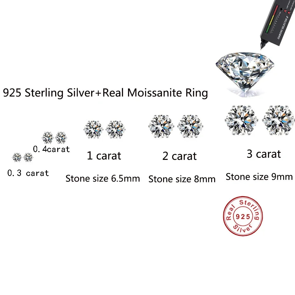 Moissanite Stud Earrings in Sterling Silver — product view 3