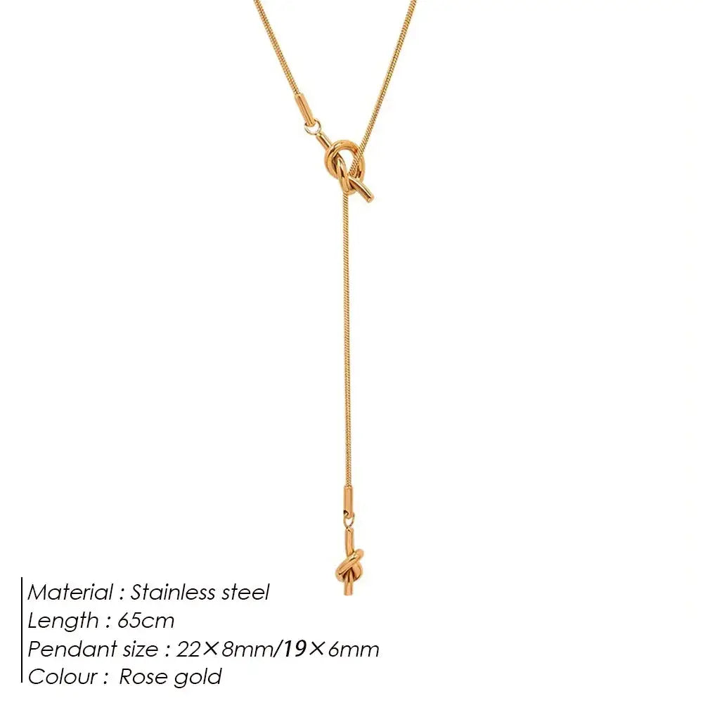 Stainless Steel Y Shaped Collarbone Pendant Necklace