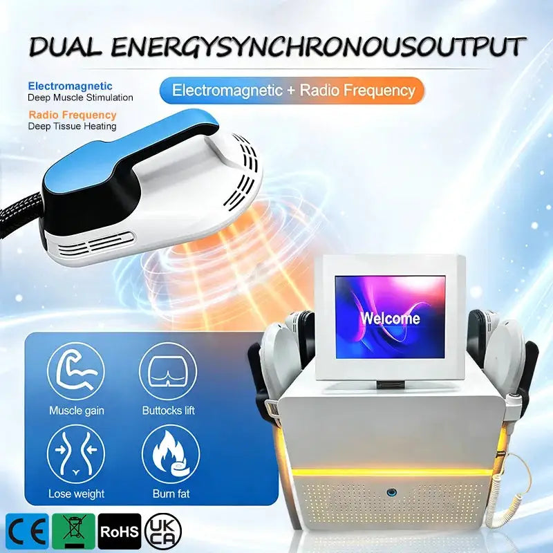 6500W HIEMT EMS Body Sculpting Machine 4 Handles Simultaneous Working Muscle Building Fat Reduction Butt Lifting