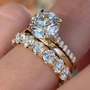 Gold Plated 3 Piece Moissanite Ring Set