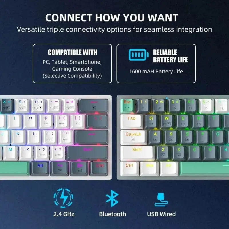 Machenike K500 B61W Wireless Mechanical Keyboard 60 Percent