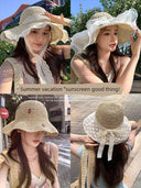 Straw Hat Japanese Style Women's Hand-Woven Summer Lace