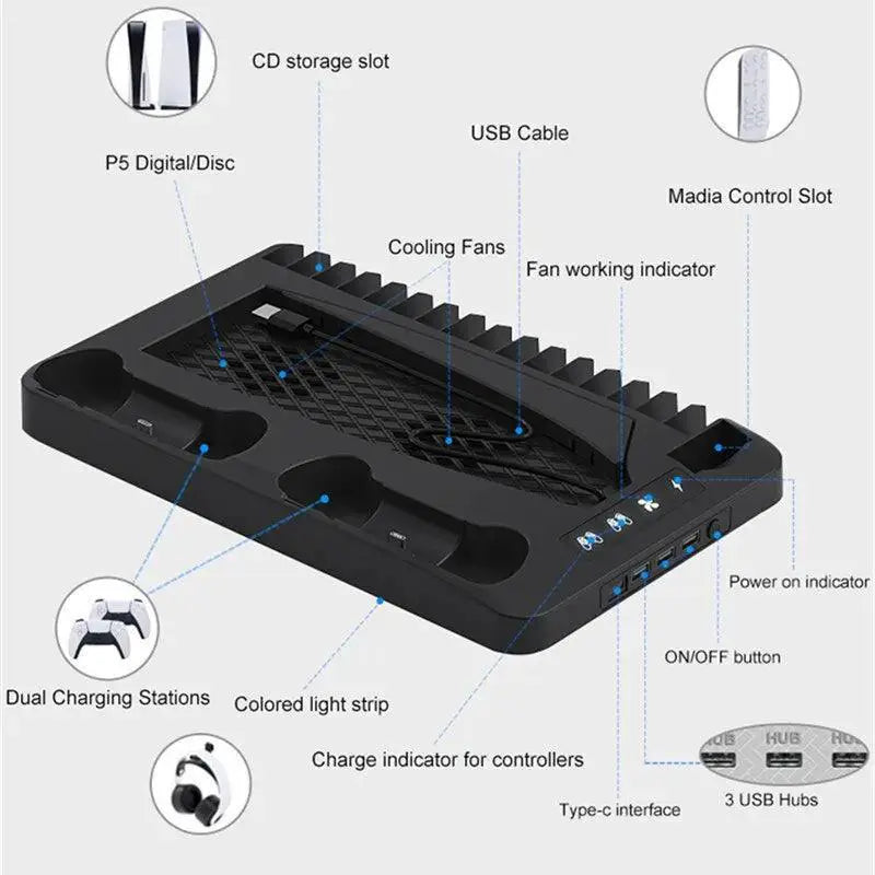 YLW P58 P5 Stand Cooling Station With RGB Light Fan Charger