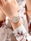 Rose Gold Crystal Watch Luxury Women's Timepiece with Diamond