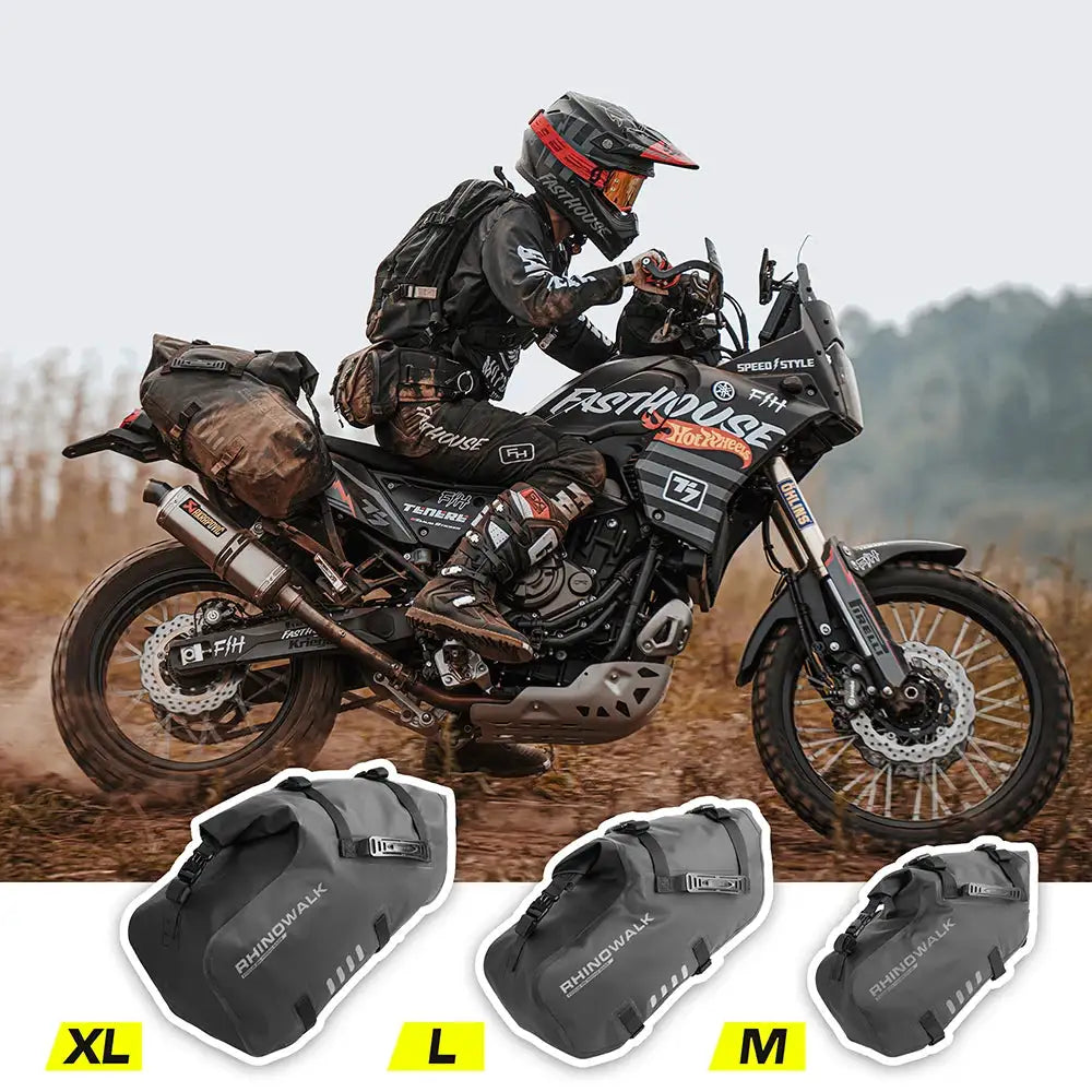 Rhinowalk Motorcycle Saddlebag Waterproof For Most Without Side Racks Off-road Sport Bike Fit BMW Honda Kawasaki Yamaha Benelli