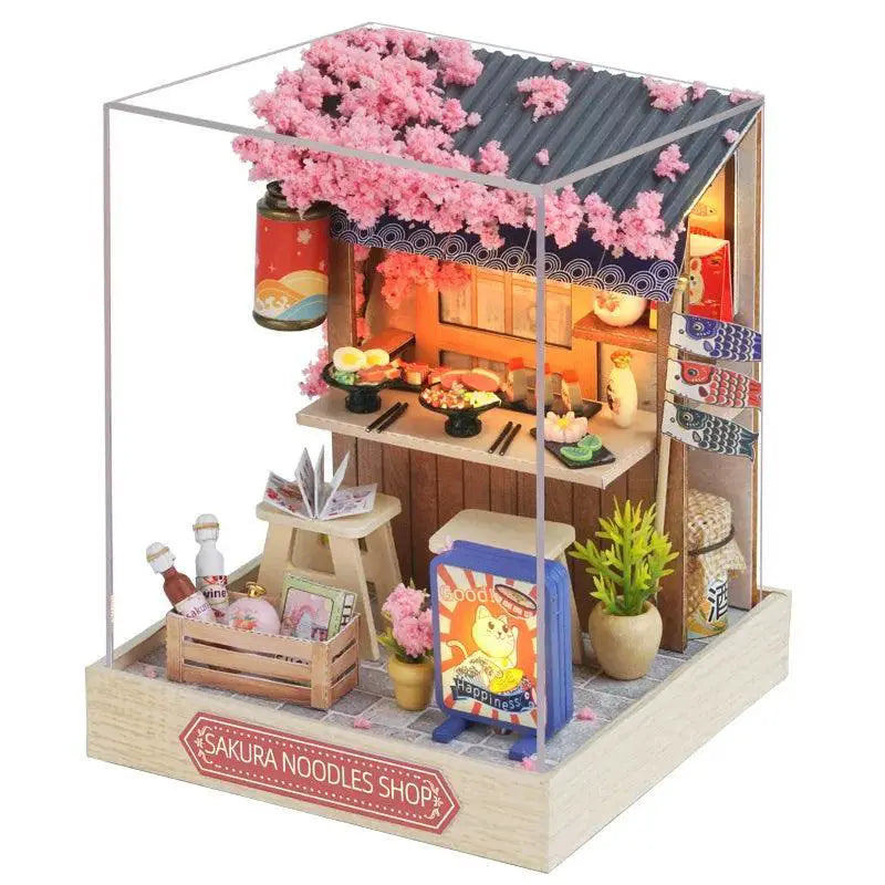 Kids Wooden Dollhouse Kit Creative Roombox Toy Set