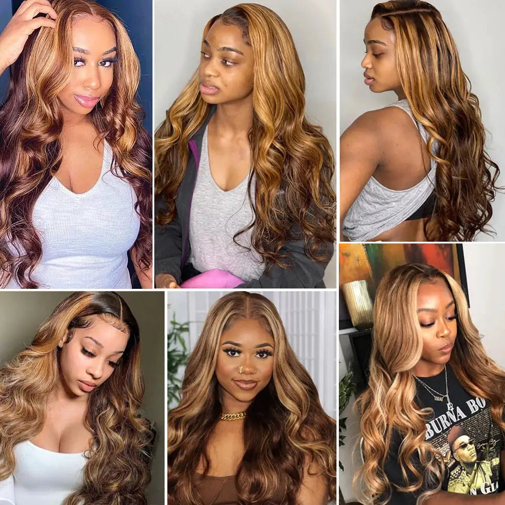 13x6 Highlight HD Lace Frontal Wigs For Women Brazilian Body Wave Human Hair Wig Pre Plucked 13x4 Honey Blonde Lace Front Wig