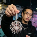 Iced Spider Web Pendant Gold