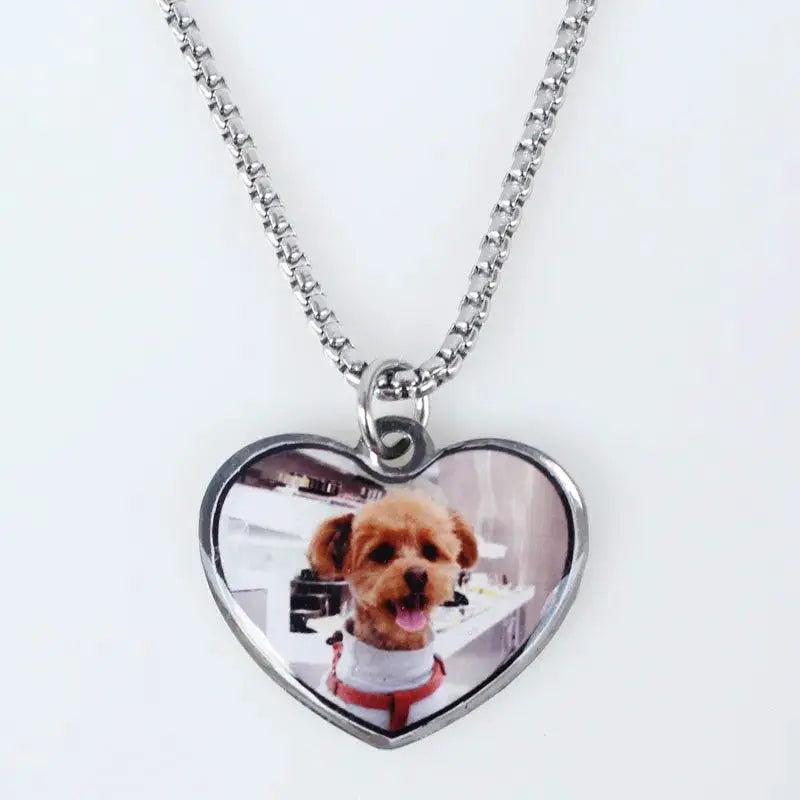 Personalized Stainless Steel Pet Photo Necklace and Keychain