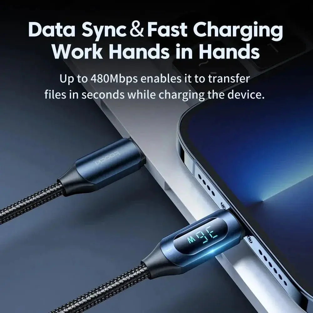 Toocki PD Fast Charging Cable For iPhone iPad LED Indicator