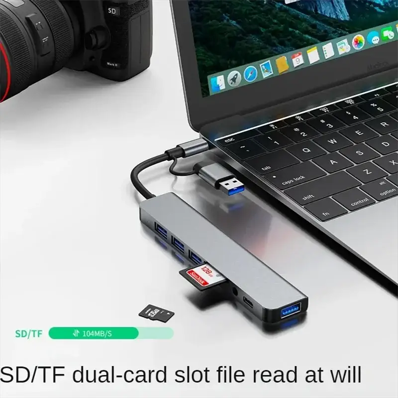 8 In 2 USB Hub USB C Docking Station High Speed 5 Gbps