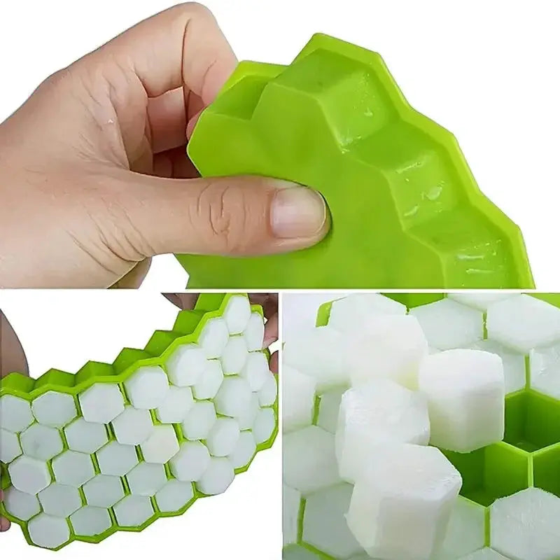 Honeycomb 37 Lattice Cube Tray Maker With Lid Ice Mold - OurLum.com