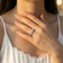 Moissanite Ring in Sterling Silver Triple Pave Setting