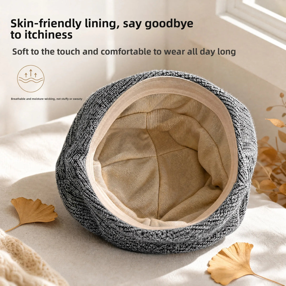 Side Bow Doublelayer Knit Beanie