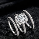 Sterling Silver Silver Square Moissanite Rings