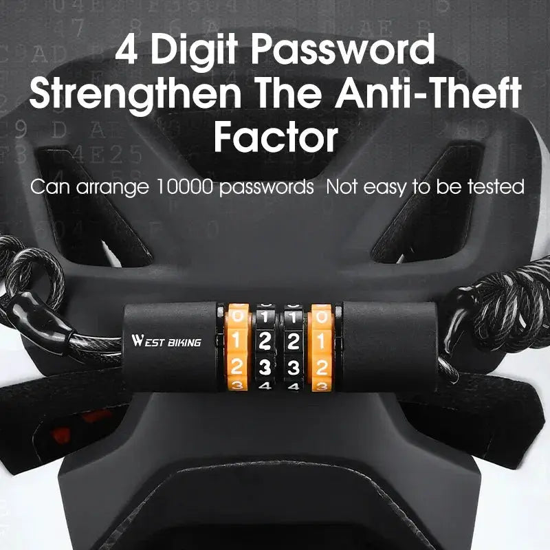 Compact Zinc Alloy Password Bicycle Lock With Steel Cable