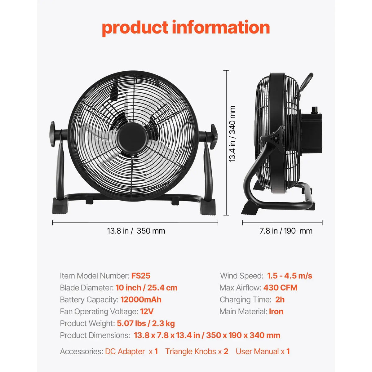 SucceBuy Foldable Rechargeable Oscillating Battery Operated w — product view 7