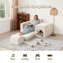 Beige No-Assembly Sofa Bed with Ottoman Pet-Friendly Easy-Clean