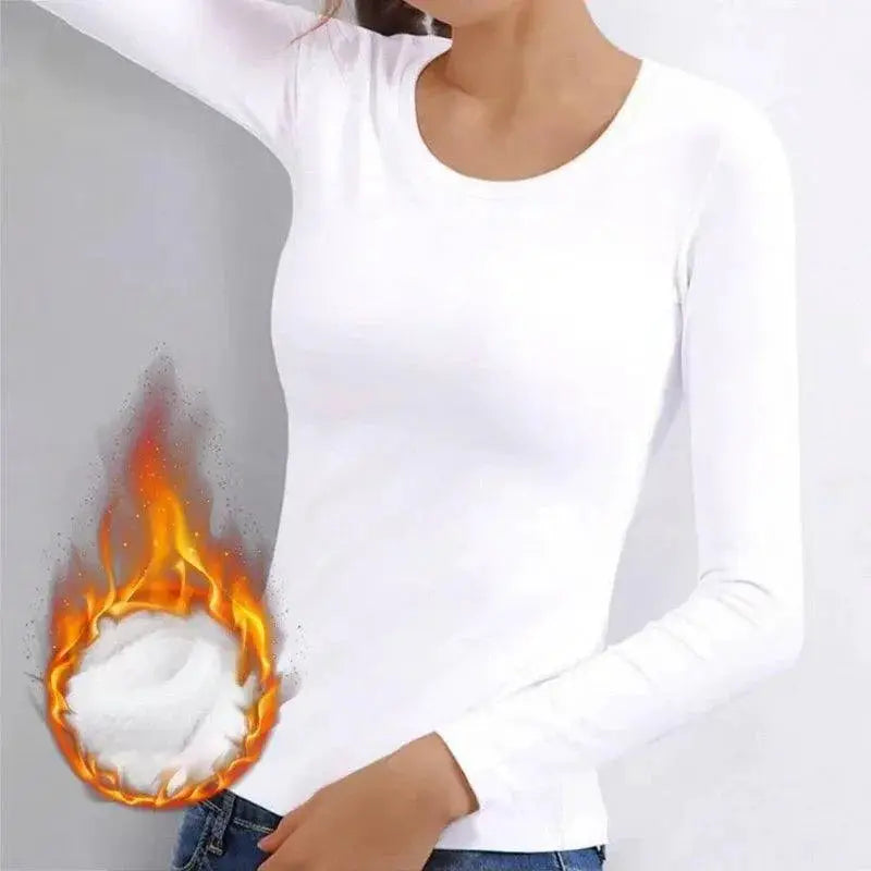 Stay Cozy Velvet Slim Fit Thermal Top O Neck For Winter