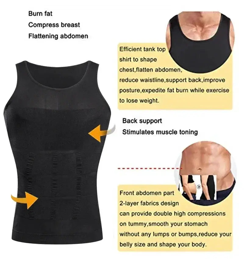 Mens Slimming Body Shaper Shapewear Compression Shirt