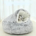 Calming Round Pet Bed House with Self-Warming Plush Design