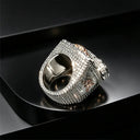 Men Silver Hip Hop Ring With Moissanite