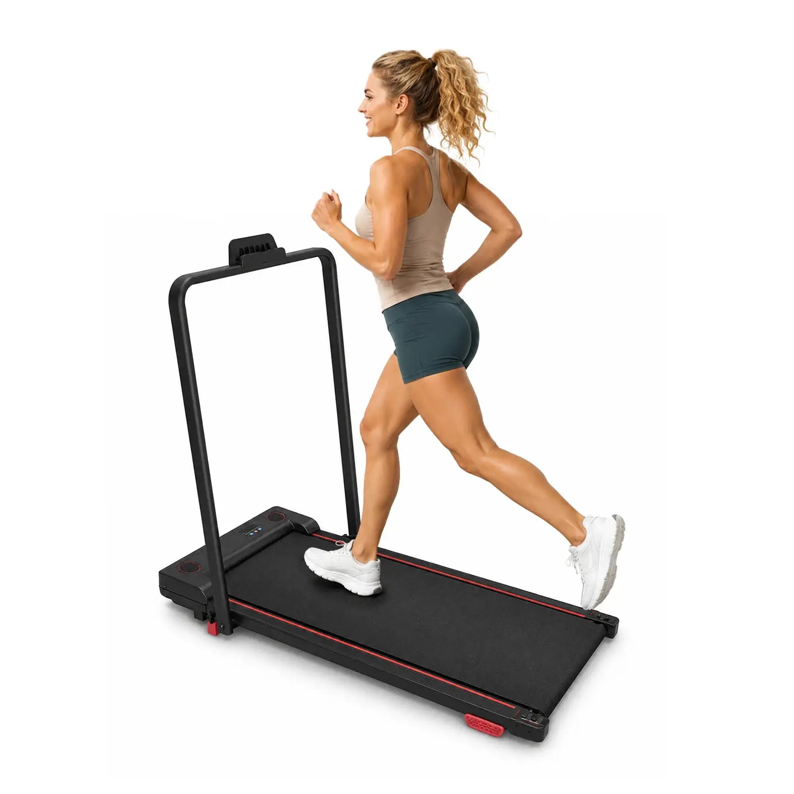 2-in-1 Folding Walking Pad Treadmill with Handles, Vibration Relaxation Function, Home Office Fitness for Small Apartments