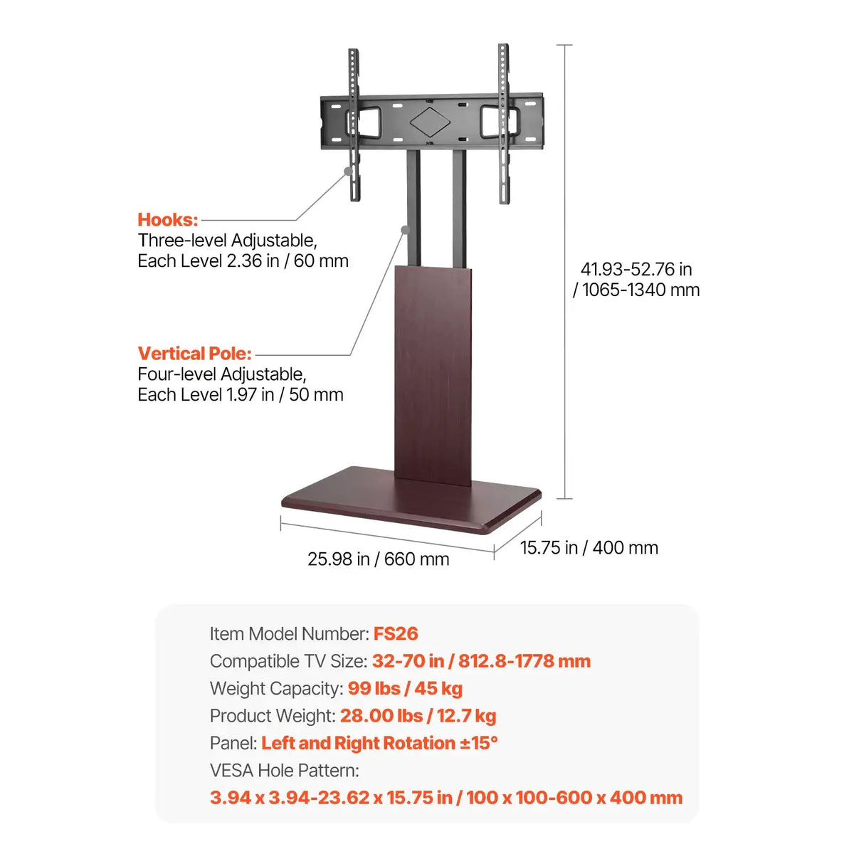 Mobile Adjustable TV Cart Wheels — product view 6