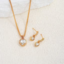 3 Piece Double Heart Jewelry Set For Women Necklace Earrings Rhinestone Gift