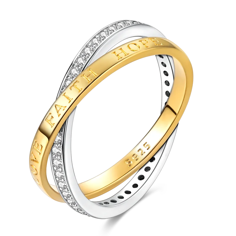 Sterling Silver Golden Ring Sparking