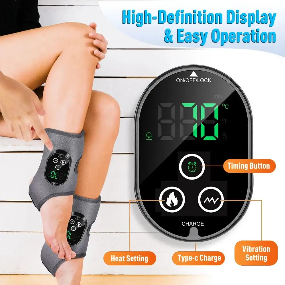 Heated Foot and Ankle Massager 6 Heat Levels 3 Vibration Modes Warm Sole Wrap 3000mAh Cordless Rechargeable