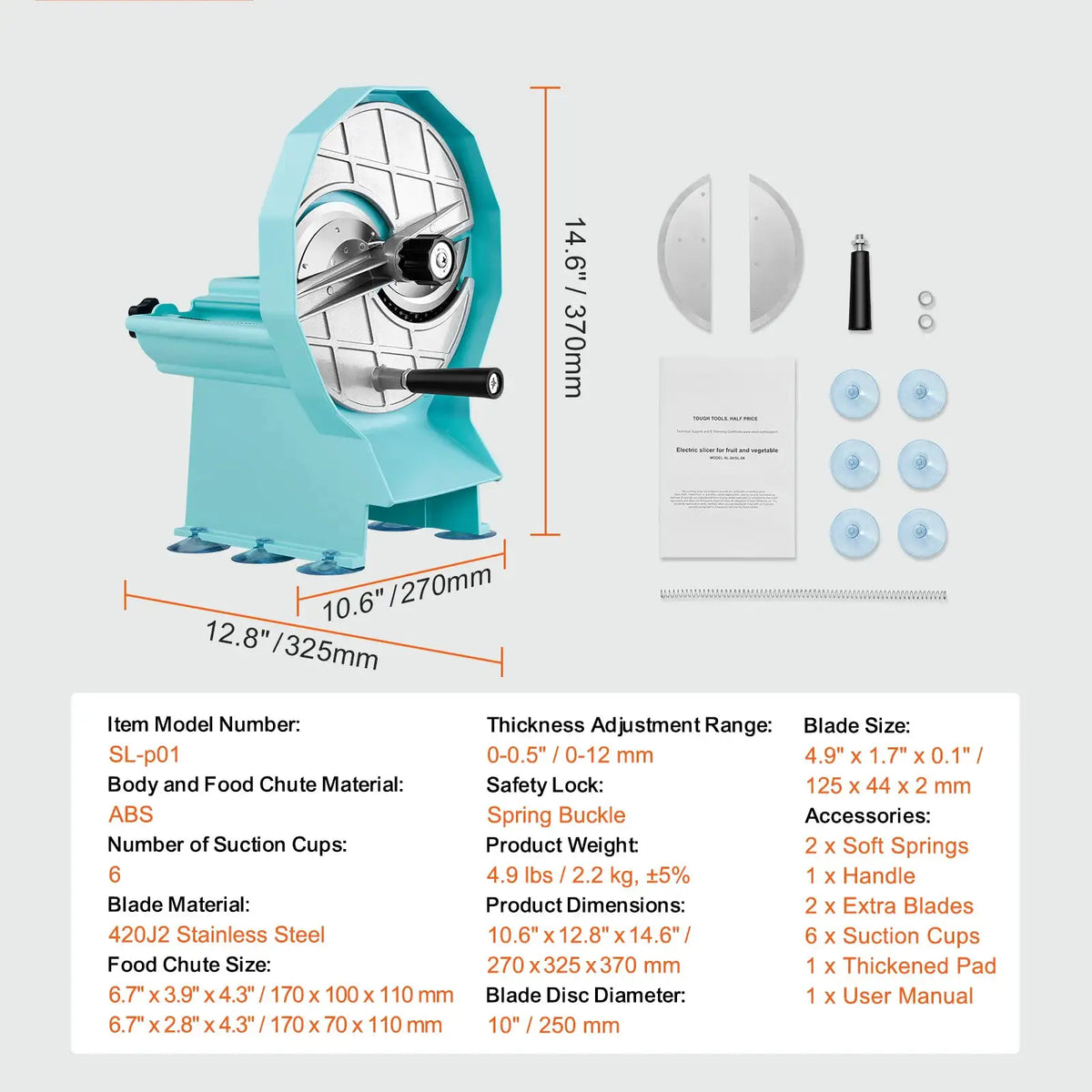 SucceBuy Manual Vegetable Fruit Slicer Adjustable Commercial — product view 7