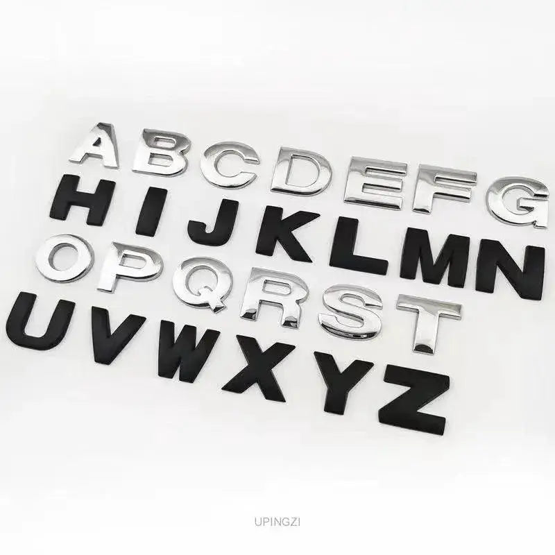 3D Metallic Silver Alphanumeric Logo Car Badge Chrome Plated