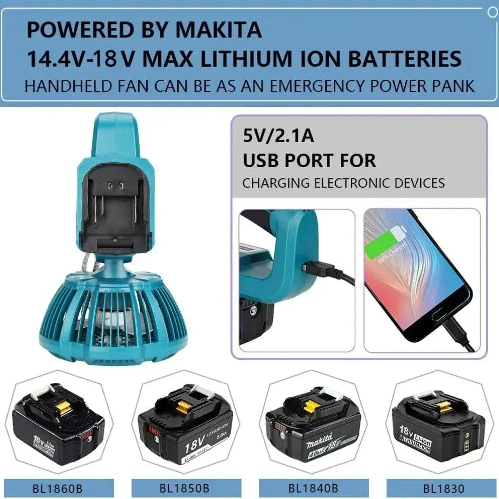 Cordless Jobsite Fan With LED Light Makita DeWalt Milwaukee