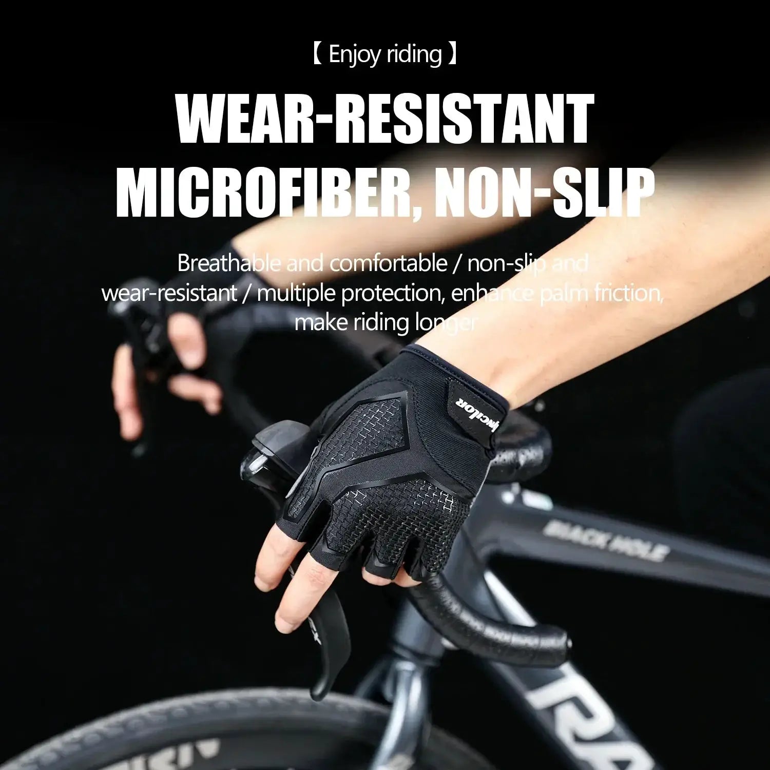 Summer Half Finger MTB Cycling Gloves Black Liquid Silicone